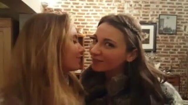 Katya clover and julie skyhigh lesbian kissing at the table