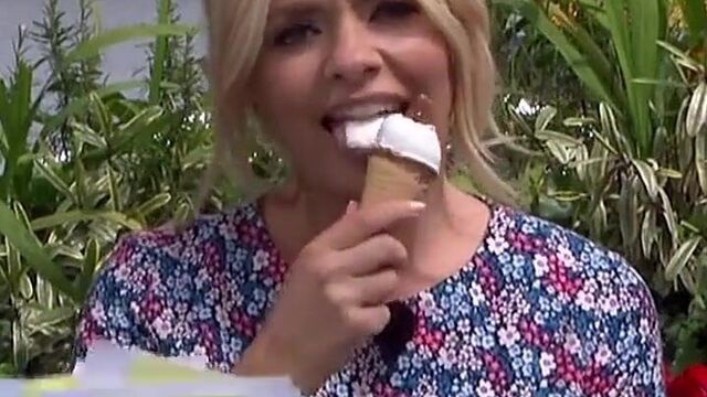 HOLLY WILLOUGHBY LICKING ICE CREAM SLO MO