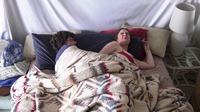 Stepson gets up with stepmom in the bed and fucks the wrong hole