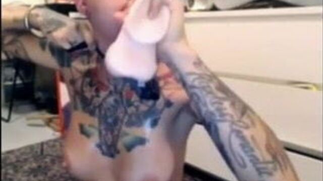 Very Nice Tatooed Girl Rough Throat Sex With Dildo