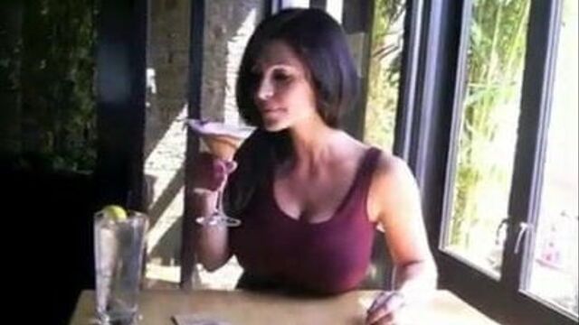 Denise Milani Fun in Restaurant - non nude