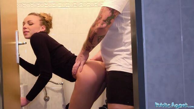 Public Agent Multiple orgasms as tight pussy stretched