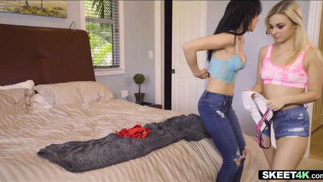 Stepdaughter and her slutty friend