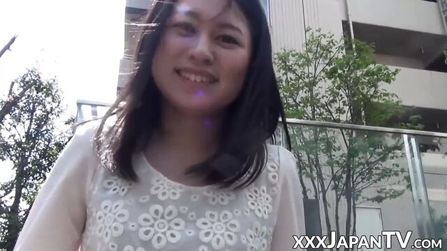 Naughty Japanese presents her ass and pussy in closeup