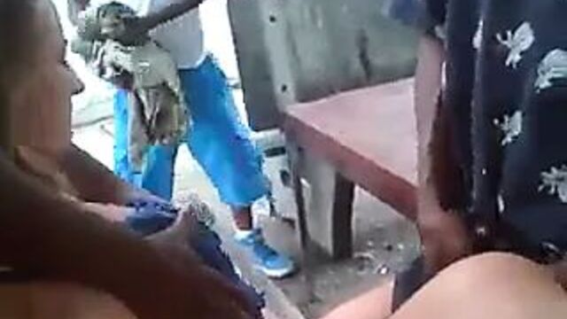 Slut let's men Grope her in Public Outdoors