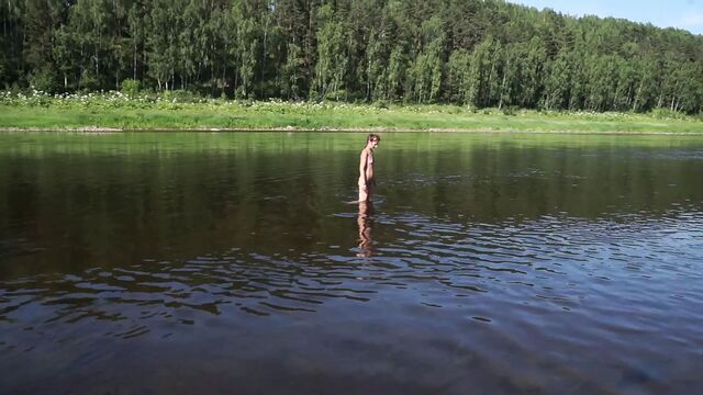 Nude in Volga River